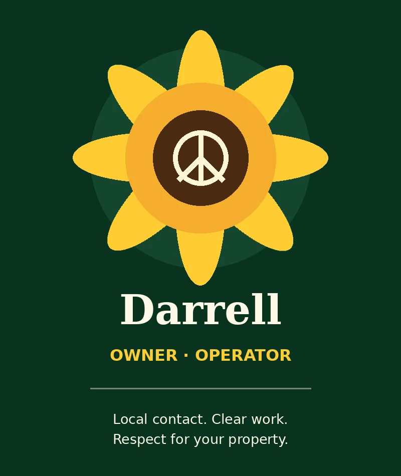 Darrell, owner and operator of Happy Hippie Yards